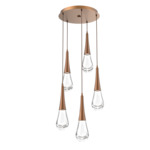 Raindrop Waterfall Round Multi Light Pendant - Burnished Bronze / Clear