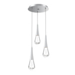 Raindrop Waterfall Round Multi Light Pendant - Classic Silver / Clear