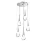 Raindrop Waterfall Round Multi Light Pendant - Classic Silver / Clear