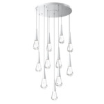 Raindrop Waterfall Round Multi Light Pendant - Classic Silver / Clear