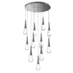 Raindrop Waterfall Round Multi Light Pendant - Graphite / Clear