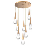 Raindrop Waterfall Round Multi Light Pendant - Novel Brass / Clear