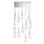 Raindrop Waterfall Square Multi Light Pendant - Classic Silver / Clear