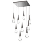 Raindrop Waterfall Square Multi Light Pendant - Graphite / Clear