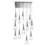 Raindrop Waterfall Square Multi Light Pendant - Graphite / Clear