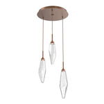 Rock Crystal Round Multi Light Pendant - Burnished Bronze / Chilled Clear