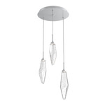 Rock Crystal Round Multi Light Pendant - Classic Silver / Chilled Clear