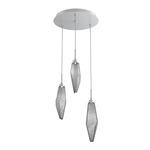 Rock Crystal Round Multi Light Pendant - Classic Silver / Chilled Smoke