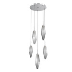 Rock Crystal Round Multi Light Pendant - Classic Silver / Chilled Smoke