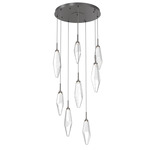Rock Crystal Round Multi Light Pendant - Graphite / Chilled Clear