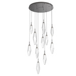 Rock Crystal Round Multi Light Pendant - Graphite / Chilled Clear