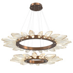 Rock Crystal Two Tier Radial Ring Pendant - Burnished Bronze / Chilled Amber