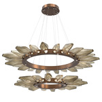 Rock Crystal Two Tier Radial Ring Pendant - Burnished Bronze / Chilled Bronze