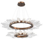 Rock Crystal Two Tier Radial Ring Pendant - Burnished Bronze / Chilled Clear