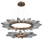Rock Crystal Two Tier Radial Ring Pendant - Burnished Bronze / Chilled Smoke