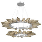 Rock Crystal Two Tier Radial Ring Pendant - Classic Silver / Chilled Bronze