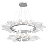 Rock Crystal Two Tier Radial Ring Pendant - Classic Silver / Chilled Clear