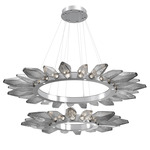Rock Crystal Two Tier Radial Ring Pendant - Classic Silver / Chilled Smoke