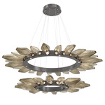Rock Crystal Two Tier Radial Ring Pendant - Graphite / Chilled Bronze