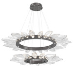 Rock Crystal Two Tier Radial Ring Pendant - Graphite / Chilled Clear