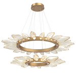 Rock Crystal Two Tier Radial Ring Pendant - Novel Brass / Chilled Amber