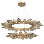 Rock Crystal Two Tier Radial Ring Pendant - Novel Brass / Chilled Bronze