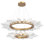 Rock Crystal Two Tier Radial Ring Pendant - Novel Brass / Chilled Clear