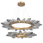 Rock Crystal Two Tier Radial Ring Pendant - Novel Brass / Chilled Smoke