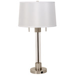 Caspian Table Lamp with USB port - Satin Nickel / Off White