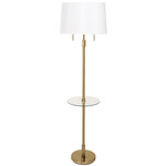 Killington Floor Lamp with Table - Brushed Brass / Off White