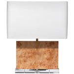 Parallel Table Lamp - Natural Burl Wood / White Linen