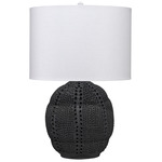 Lunar Table Lamp - Black / White Linen