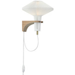 Mushroom Plug-In Wall Sconce - Light Oak / White