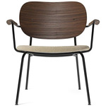 Co Upholstered Seat Lounge Chair - Black / Dark Oak / Beige Boucle