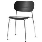 Co Upholstered Seat Dining Chair - Chrome / Black Oak / Dakar Black Leather