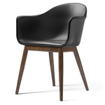 Harbour Wooden Base Armchair - Dark Stained Oak / Dakar Black Leather