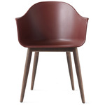 Harbour Wooden Base Armchair - Dark Stained Oak / Burned Red