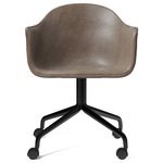 Harbour Upholstered Swivel Armchair with Casters - Black / Dakar Antilop Leather