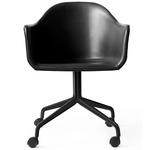 Harbour Upholstered Swivel Armchair with Casters - Black / Dakar Black Leather