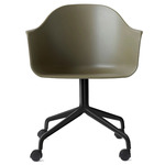 Harbour Hard Shell Swivel Armchair with Casters - Black / Olive