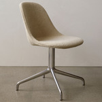 Harbour Upholstered Swivel Side Chair - Polished Aluminum / Beige Boucle