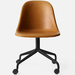 Harbour Swivel Side Chair with Casters - Black / Dakar Cognac Leather