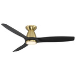 Skylark Flush Smart Ceiling Fan with Light - Soft Brass / Matte Black