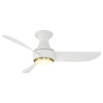 Corona Ceiling Fan with Light - Matte White / Soft Brass / Matte White