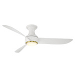 Corona Ceiling Fan with Light - Matte White / Soft Brass / Matte White
