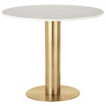 Tube Dining Table - Brass / White Marble