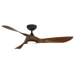 Swirl Smart Ceiling Fan with Light - Matte Black / Distressed Koa