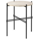 TS Outdoor Side Table - Black / Outdoor White Travertine