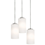 Leo Round Multi Light Pendant - Satin Nickel / White