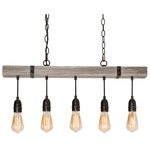 Noah Linear Pendant - Grey Distressed / Black